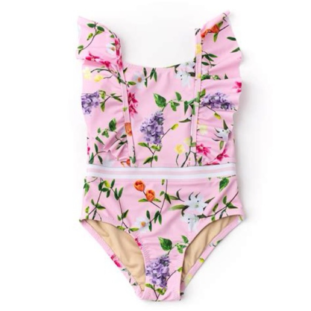 SHADE CRITTERS Wildflowers Girls Ruffle Shoulder One Piece Swimsuit 12/18M